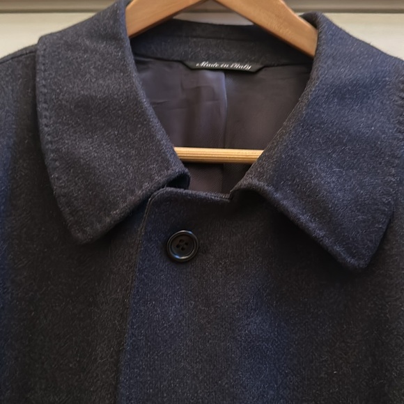 Canali Navy Blue Full Length Cashmere Wool Blend Overcoat Coat Sz50 US40R - Picture 8 of 16